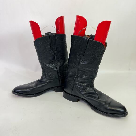 Lucchese 2000 Black Western Cowboy Boots Mens Size 8.5 Round Toe Vintage T008202 - Picture 2 of 11